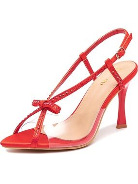 Jiu du Red Embellished Slingback Heels
